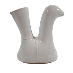 ED Ellen DeGeneres Artisan Bird Water Pitcher Handmade White NOB